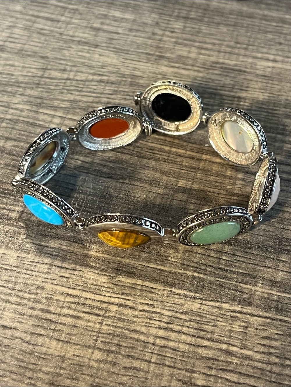 Ross-Simons Sterling Silver gemstone bracelet. 8”. Turquoise Jade southwestern